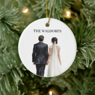 Cerámica Adorno de Navidad con foto de recién casados