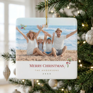 Cerámica Adorno de Navidad con Foto Familiar Personalizada