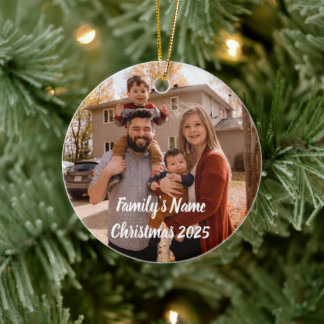 Cerámica Adorno de Navidad con Foto Minimalista Personaliza