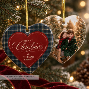 Cerámica Adorno de Navidad con Foto Personalizada de Corazó