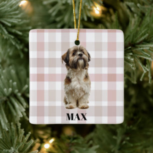 Cerámica Adorno de Navidad con foto y nombre de perro perso