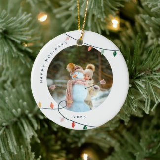 Cerámica Adorno de Navidad con Luces y Foto Personalizada
