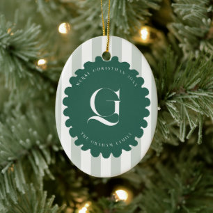 Cerámica Adorno de Navidad con Monograma de Cuadro Garabato