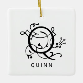 Cerámica Adorno de Navidad con Monograma Elegante de Letra 