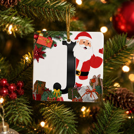 Cerámica Adorno de Navidad con monograma personalizado