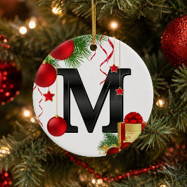 Cerámica Adorno de Navidad con monograma personalizado