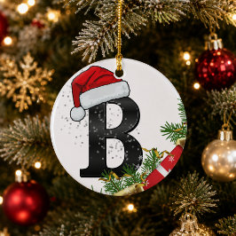 Cerámica Adorno de Navidad con monograma personalizado