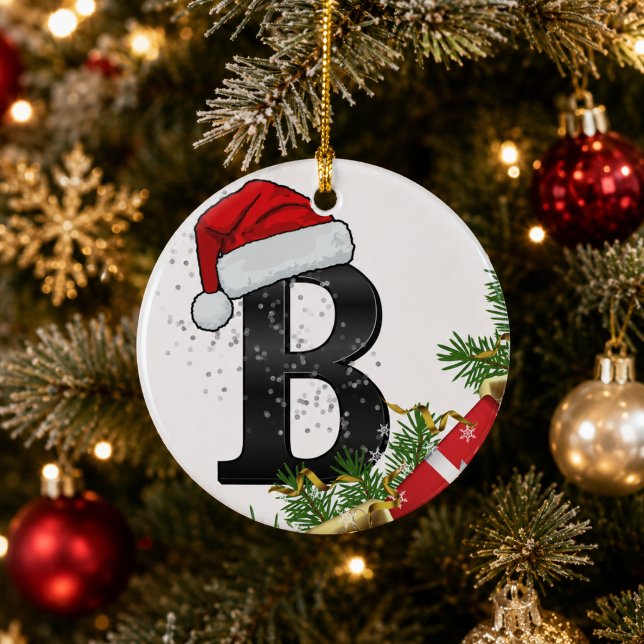 Cerámica Adorno de Navidad con monograma personalizado (Subido por el creador)