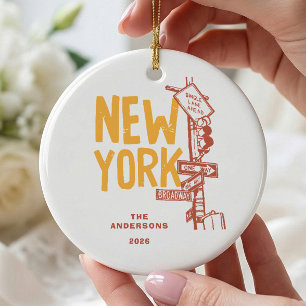 Cerámica Adorno de Navidad con Señal de Calle de Nueva York