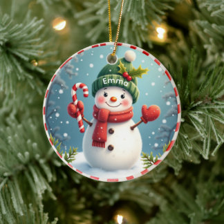 Cerámica Adorno de Navidad de Acrílico de Muñeco de Nieve P