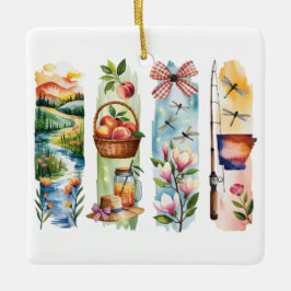 Cerámica Adorno de Navidad de Acuarela Personalizado del Es