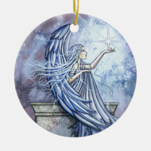 Cerámica Adorno de Navidad de Ángel con Estrella