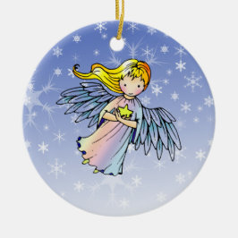 Cerámica Adorno de Navidad de Ángel Dulce Sosteniendo una E