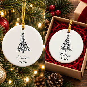 Cerámica Adorno de Navidad de árbol de garabatos personaliz