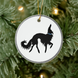 Cerámica Adorno de Navidad de Borzoi Negro Bailando
