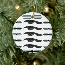 Cerámica Adorno de Navidad de Borzoi saltando Art Deco