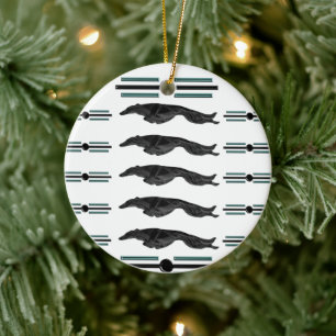 Cerámica Adorno de Navidad de Borzoi saltando Art Deco