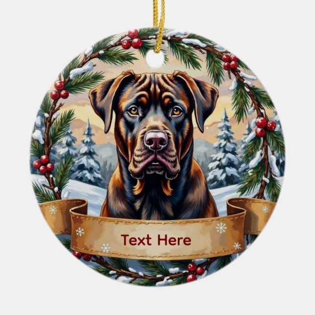 Cerámica Adorno de Navidad de Cane Corso (Frente)
