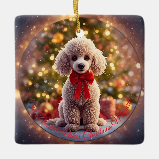 Cerámica Adorno de Navidad de Caniche (Anverso)