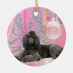 Cerámica Adorno de Navidad de Caniche Rosa
