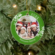 Adorno de Navidad de copo de nieve con foto de fam