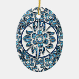 Cerámica Adorno de Navidad de cristal azul y blanco elegant