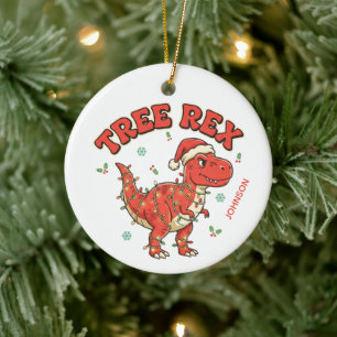 Cerámica Adorno de Navidad de Dinosaurio Divertido Tree Rex