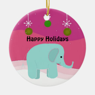 Cerámica Adorno de Navidad de Elefante Azul