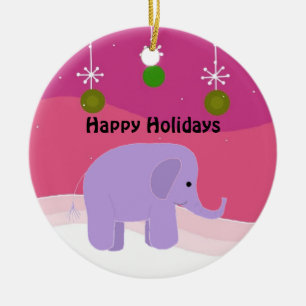 Cerámica Adorno de Navidad de Elefante Morado