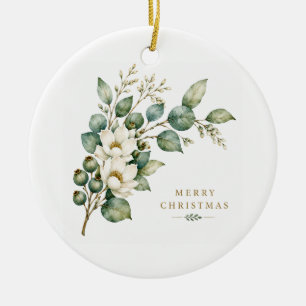 Cerámica Adorno de Navidad de Eucalipto Botánico Elegante