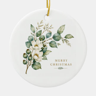 Cerámica Adorno de Navidad de Eucalipto Botánico Elegante