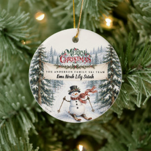 Cerámica Adorno de Navidad de Familia con Hombre de Nieve p