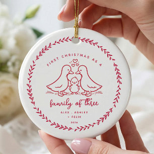 Cerámica Adorno de Navidad de familia de gansos dibujados a