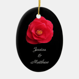 Cerámica adorno de Navidad de flor de camelia roja