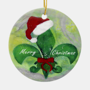 Cerámica Adorno de Navidad de flor de lis de mi arte.