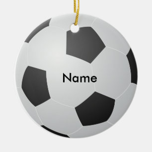 Cerámica Adorno de Navidad de fútbol con nombre personaliza