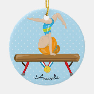 Cerámica Adorno de Navidad de gimnasia con pelo rojo