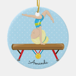 Cerámica Adorno de Navidad de Gimnasta Rubia Gimnasia