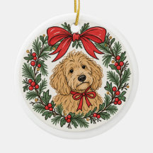 Adorno de Navidad de Goldendoodle Very Merry Doodl
