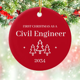 Cerámica Adorno de Navidad de graduación de ingeniero civil
