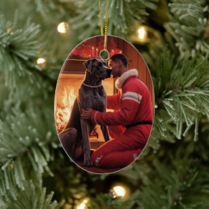 Cerámica Adorno de Navidad de Gran Danés, Regalo en Memoria