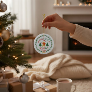 Cerámica Adorno de Navidad de Hombre de Jengibre y Corona d