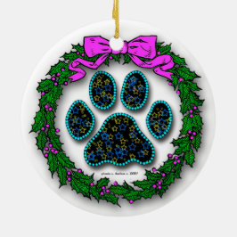 Cerámica Adorno de Navidad de Huella de Perro