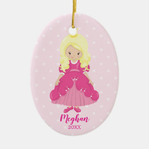 Cerámica Adorno de Navidad de la Princesa Rubia Bonita