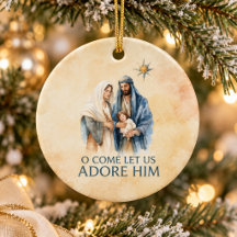 Adorno de Navidad de la Sagrada Familia Personaliz