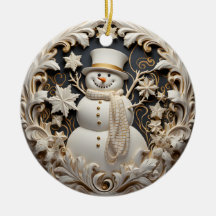 Adorno de Navidad de Muñeco de Nieve con Efecto 3D