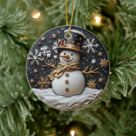 Cerámica Adorno de Navidad de Muñeco de Nieve Elegante