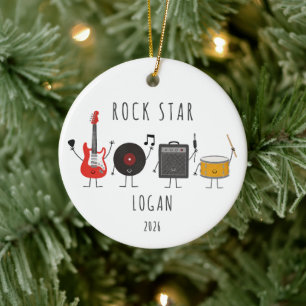 Cerámica Adorno de Navidad de Música de Rock Star Personali