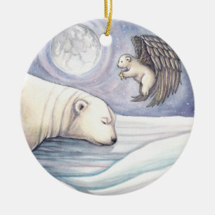 Cerámica Adorno de Navidad de Oso Polar con Ángel