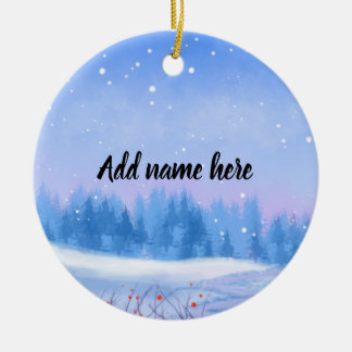 Cerámica Adorno de Navidad de paisaje nevado personalizado
